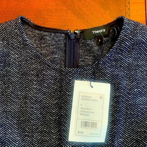 💕Theory wool elegant modern Navy Multi Chevron knit💕, NWT - Picture 4 of 5